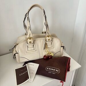 Coach Beige Satchel with Gold Accents